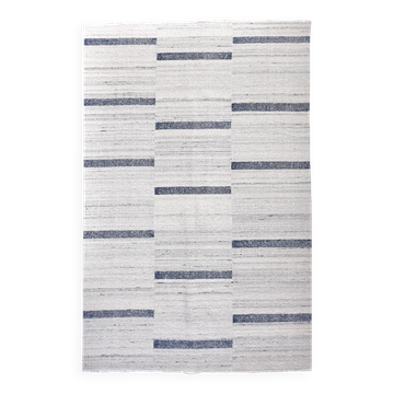 315x210 cm cream Blue kilim carpet, wool hand made blue kilim rug.
