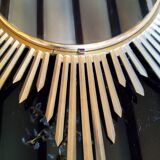Golden metal 1950s sun mirror 45cm