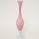 Pink opaline vase with worked white feet, 1960.