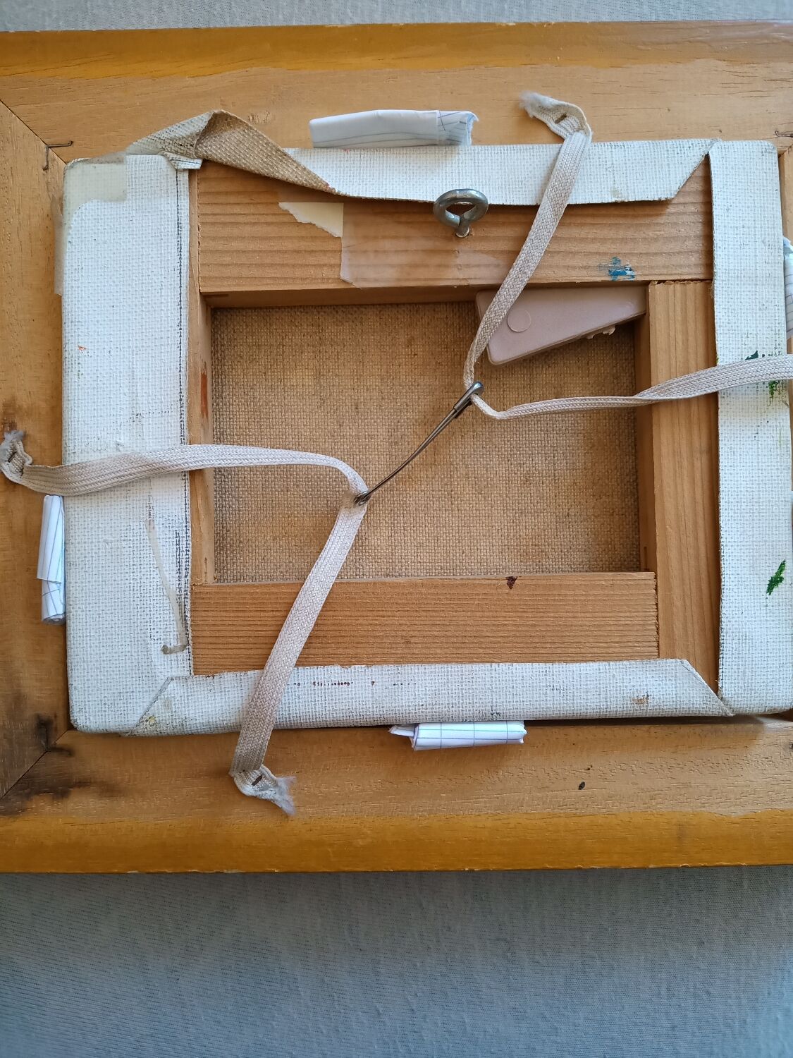 Still life painting blue basin signed