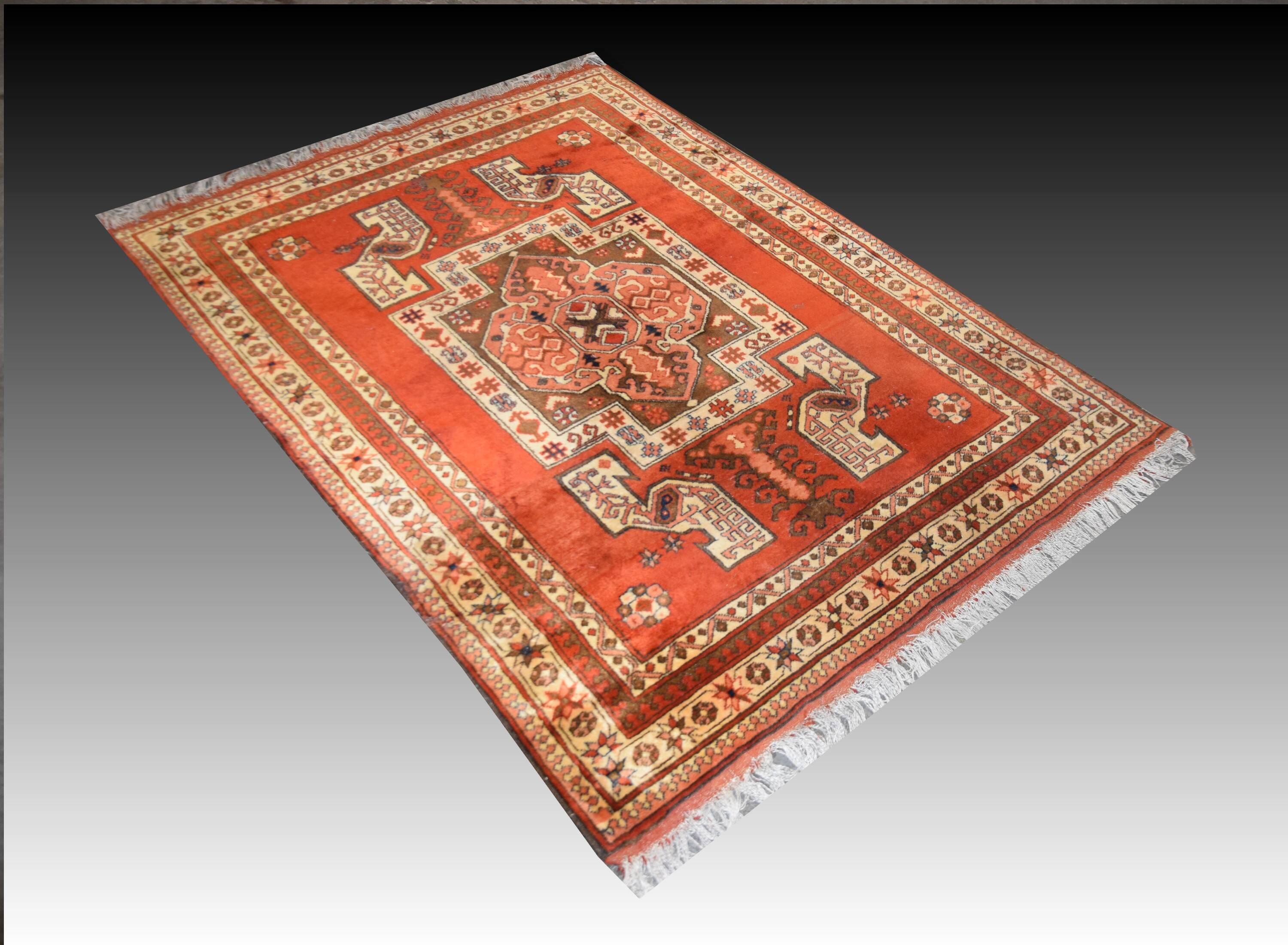 Tapis d'orient kazak afghan – noué main : 127 x 170 cm