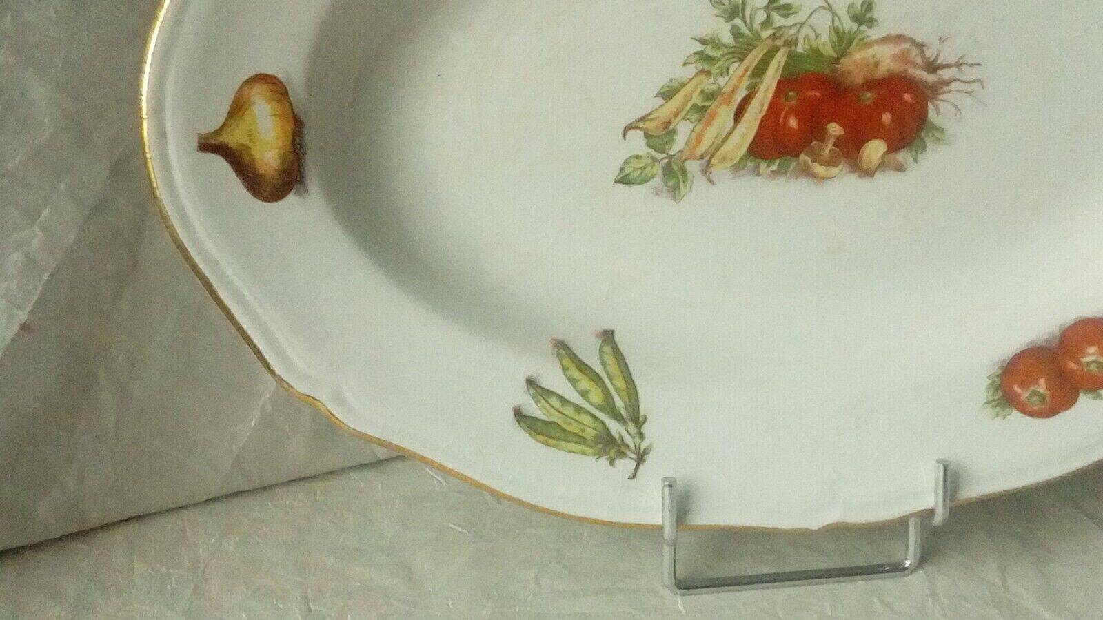 Hollow and oval earthenware dish with 4 seasons vegetable decoration