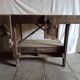 antique workbench with one drawer and two vices