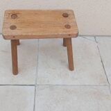 Vintage old wooden farmhouse stool treated brutalist
