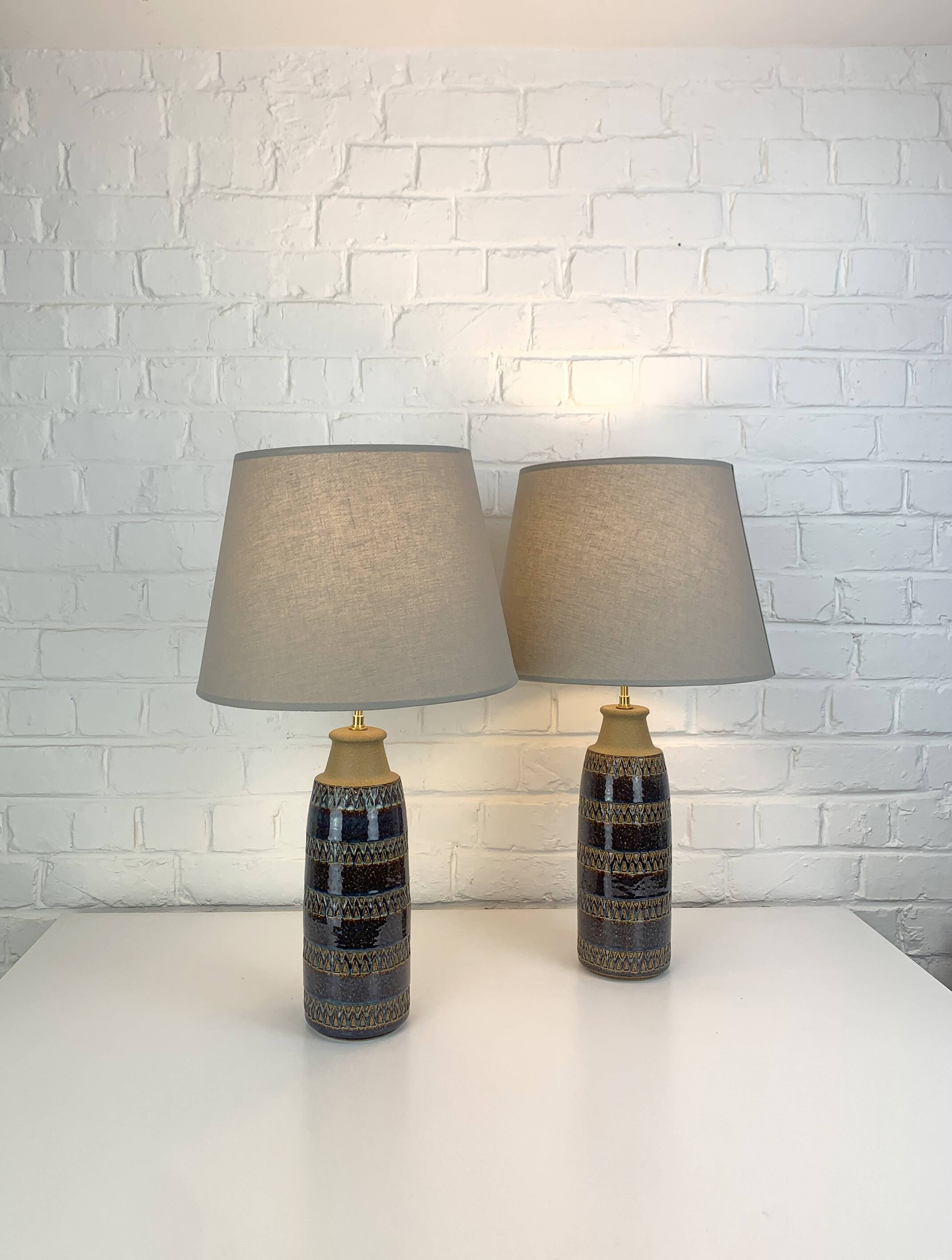 Pair of Erling Mortensen ceramic table lamps, Soholm, Denmark, 1960s