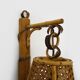 Pair of rattan and cane lantern wall lights. 1950s-60s