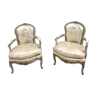 Louis XV style armchairs with floral silk stamped Meyssignac