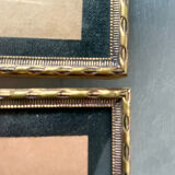 Pair of identical gold colored metal frames each measures  14.5 cm x 9 cm convex glass