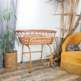 Couffin on foot in vintage rattan 50s