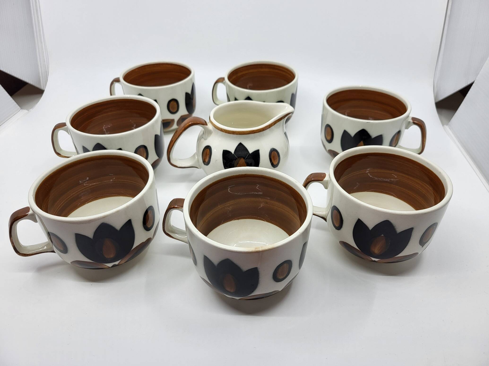 Boch la Louvière tea set, Kimono series, earthenware, Belgium 1970