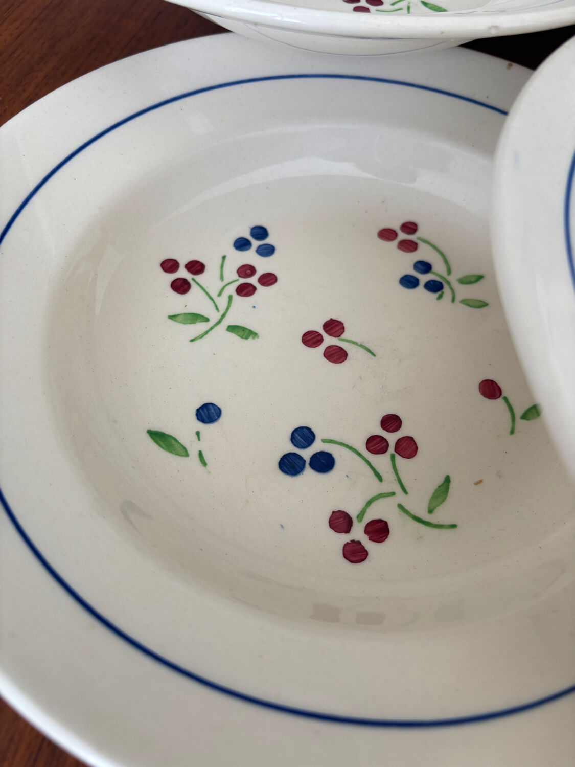 Set of 8 vintage Lunéville deep plates model Odile – bay decoration