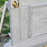 1900s coat rack patina gray mirror brass hooks