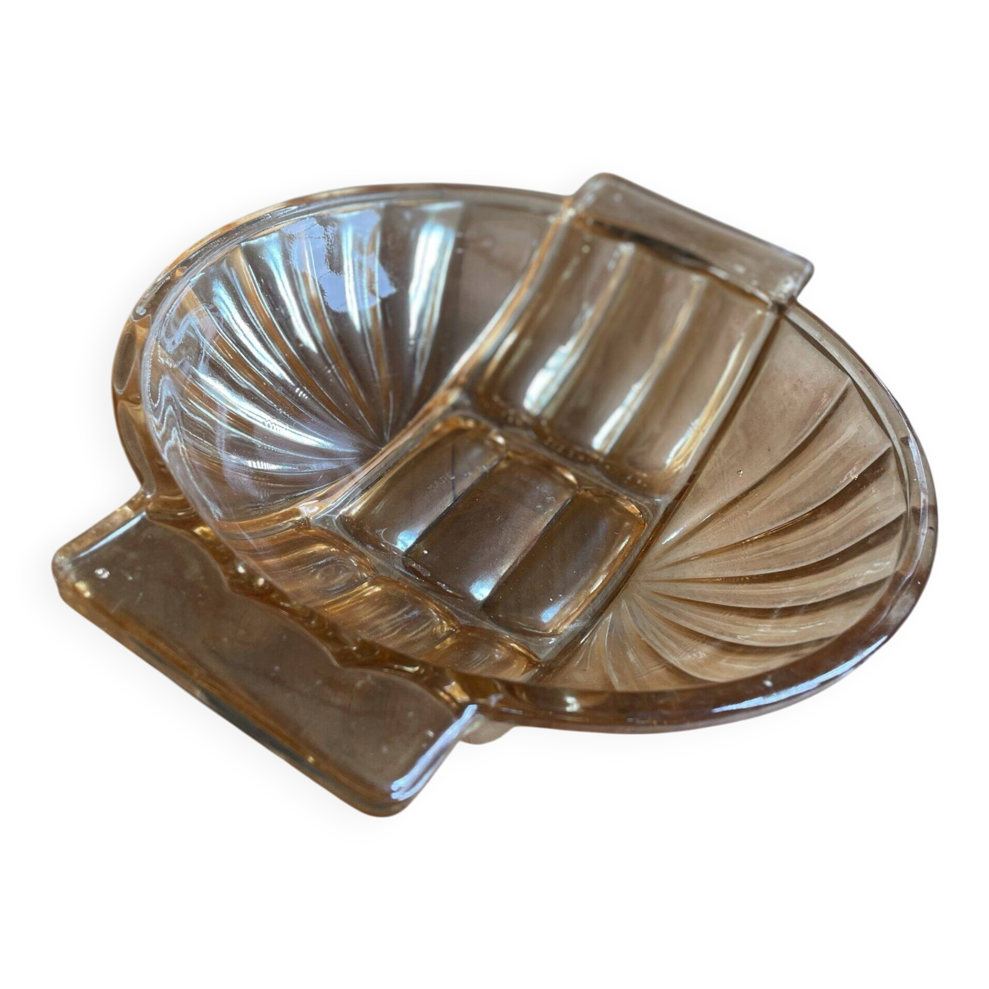 Vintage iridescent yellow shallow dish