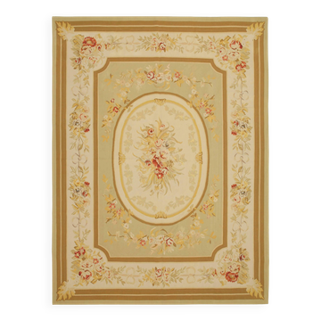 Handmade European Vintage Aubusson Kilim 272 cm x 366 cm