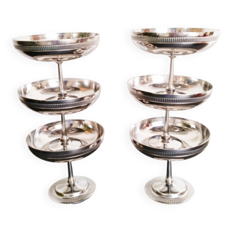 Ice cream or dessert cups, vintage, in 18/10 stainless steel, 70s, made in France