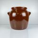 Large confit/grease pot, antique stoneware, brown colour, 1900.