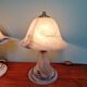 Pair of marbled Murano glass mushroom lamps, 1970s-80s.