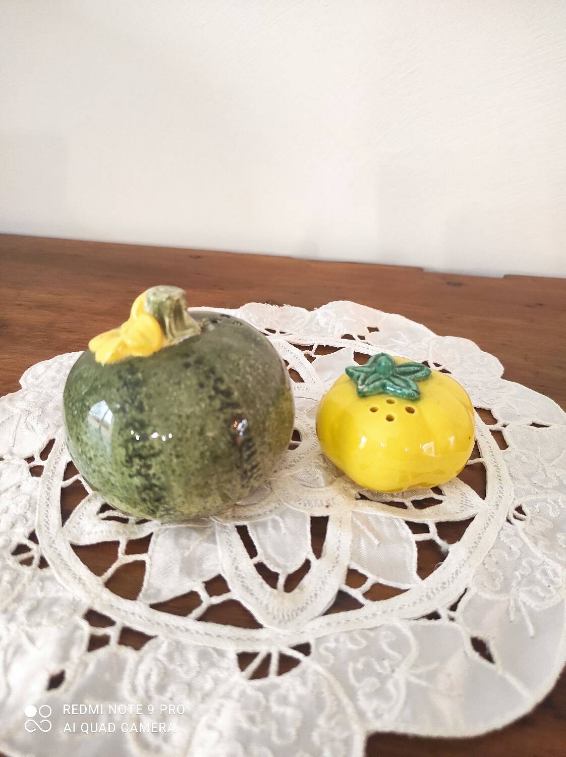 Barbotine salt and pepper shaker set