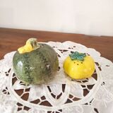 Barbotine salt and pepper shaker set