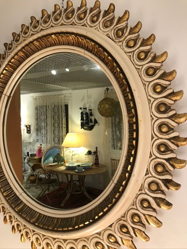Mirror sun wood 75cm circa 1960