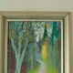 Huile sur panneau originale du milieu du siècle – « Country Lane »