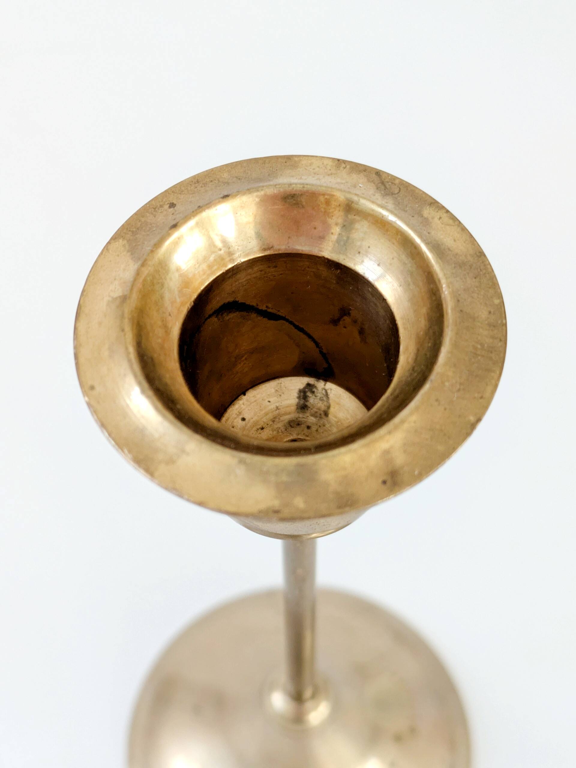 Pair of mid-century vintage brass candlesticks
