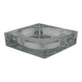 Cendrier vintage carré en verre, design bloc minimaliste