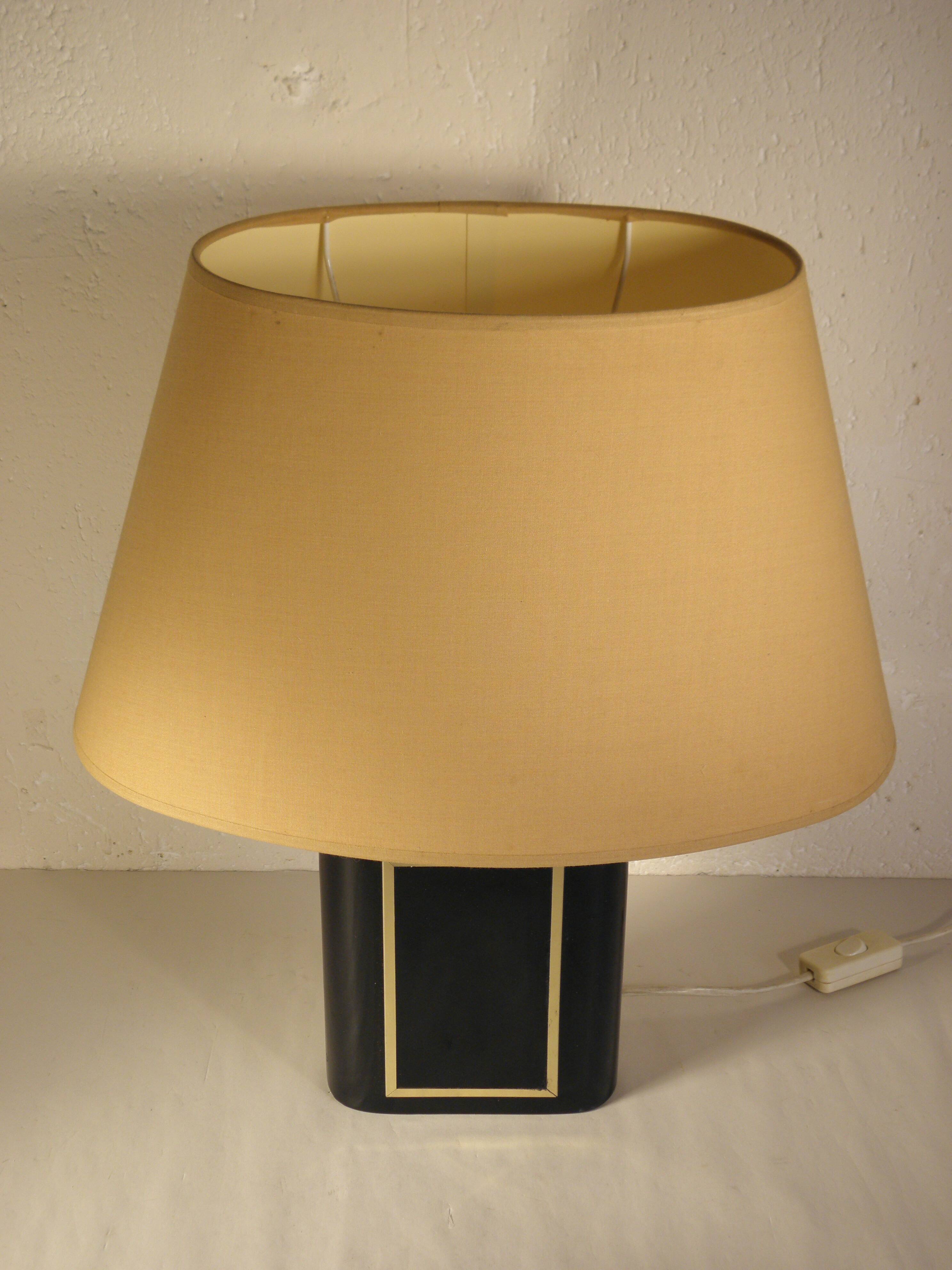 Lampe de table noir et or annees 70-80
