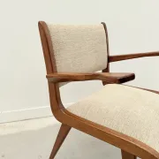 Chaise avec accoudoirs en teck et tissu, 1950