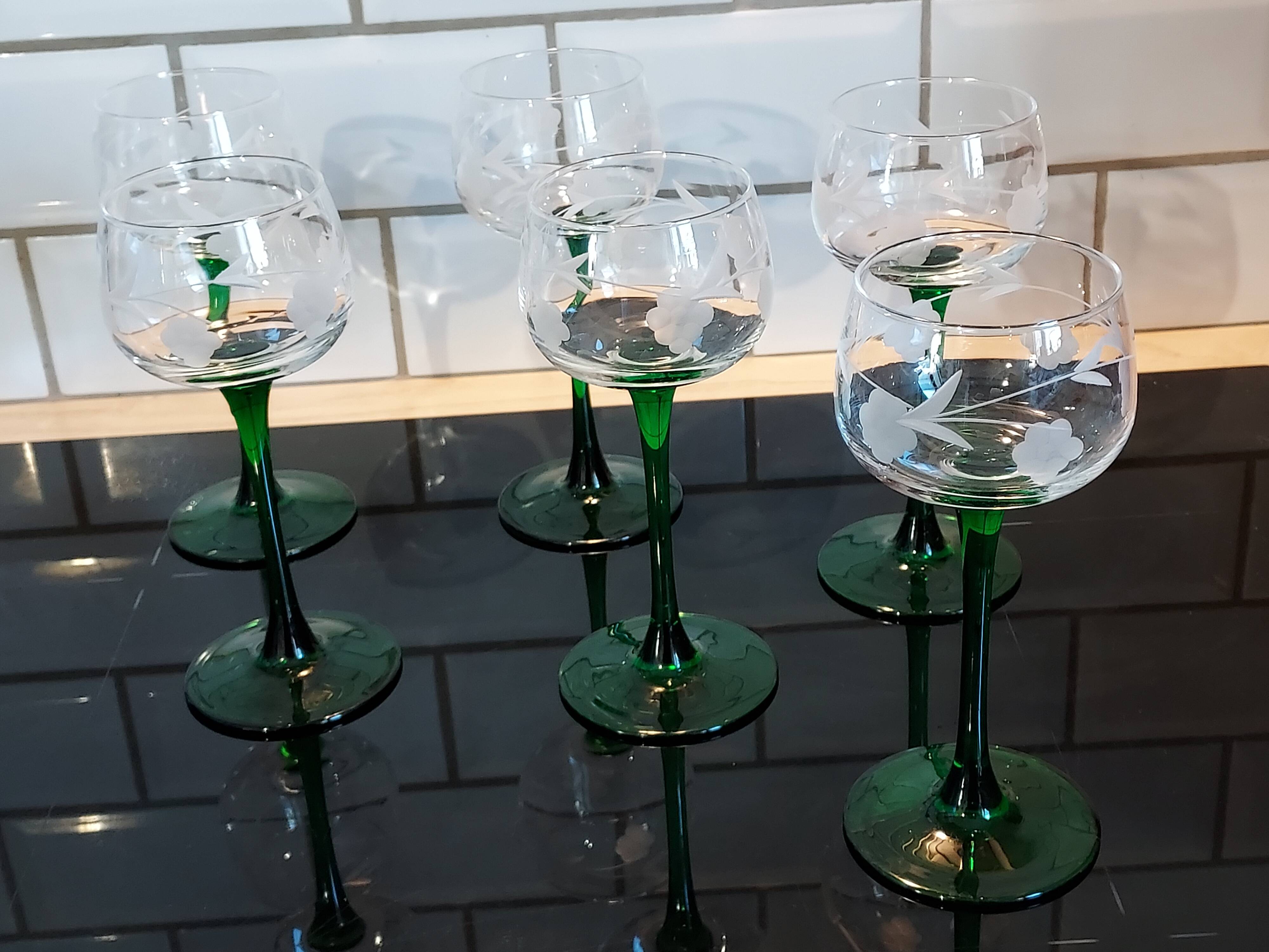 6 Alsace wine glasses art deco decor polished glass