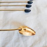 Golden teaspoons, coffee bean, mazagran , mocha