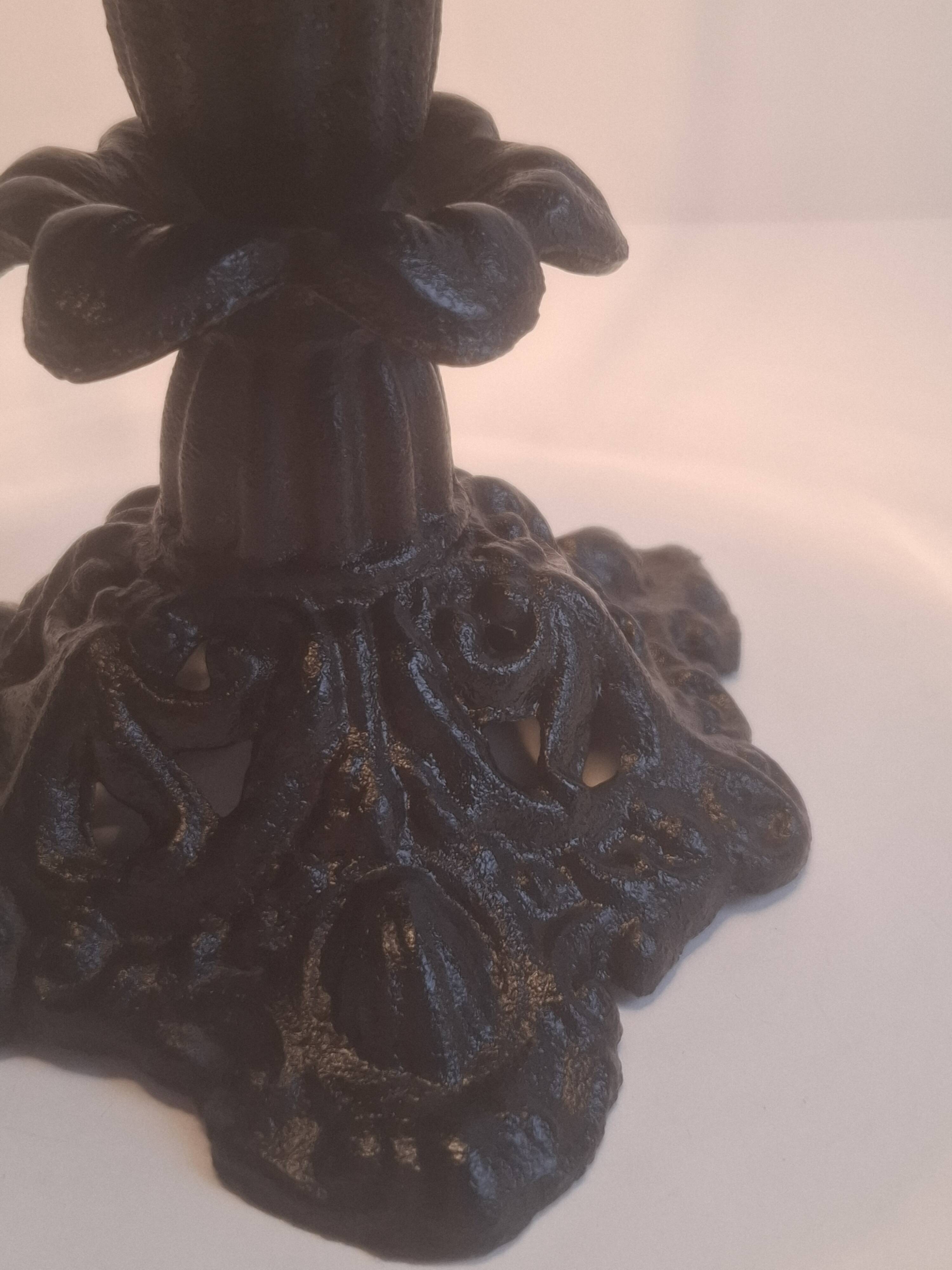 Mid-century Czech cast iron glass lamp vintage floral shade home lighting