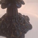 Mid-century Czech cast iron glass lamp vintage floral shade home lighting