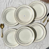 6 opaque porcelain dinner plates, Digoin model "Suzy"