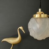 Vintage art deco glove pendant lamp in frosted glass