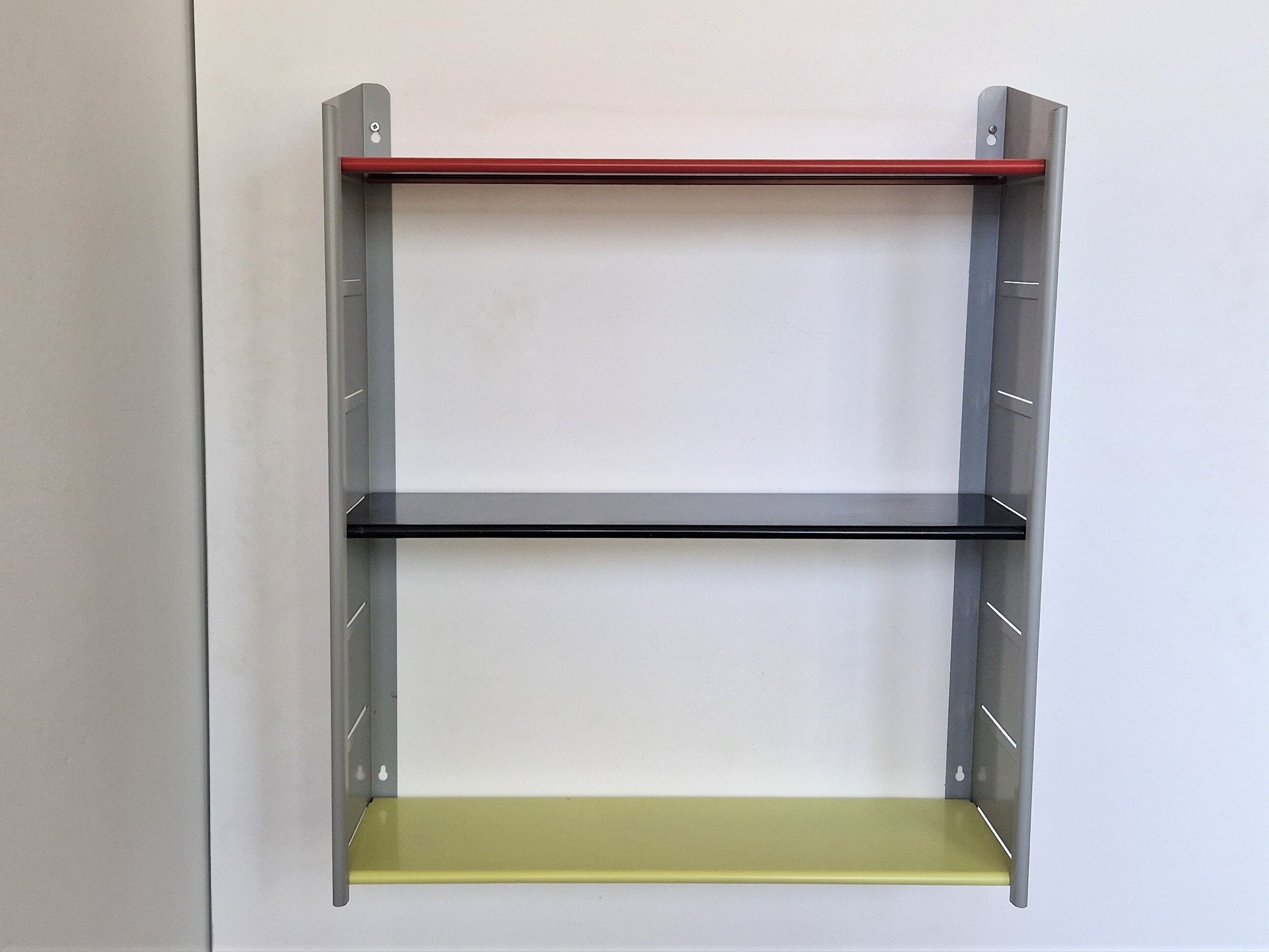 Metal wall mounted shelving unit by NVF, The Netherlands 1960's