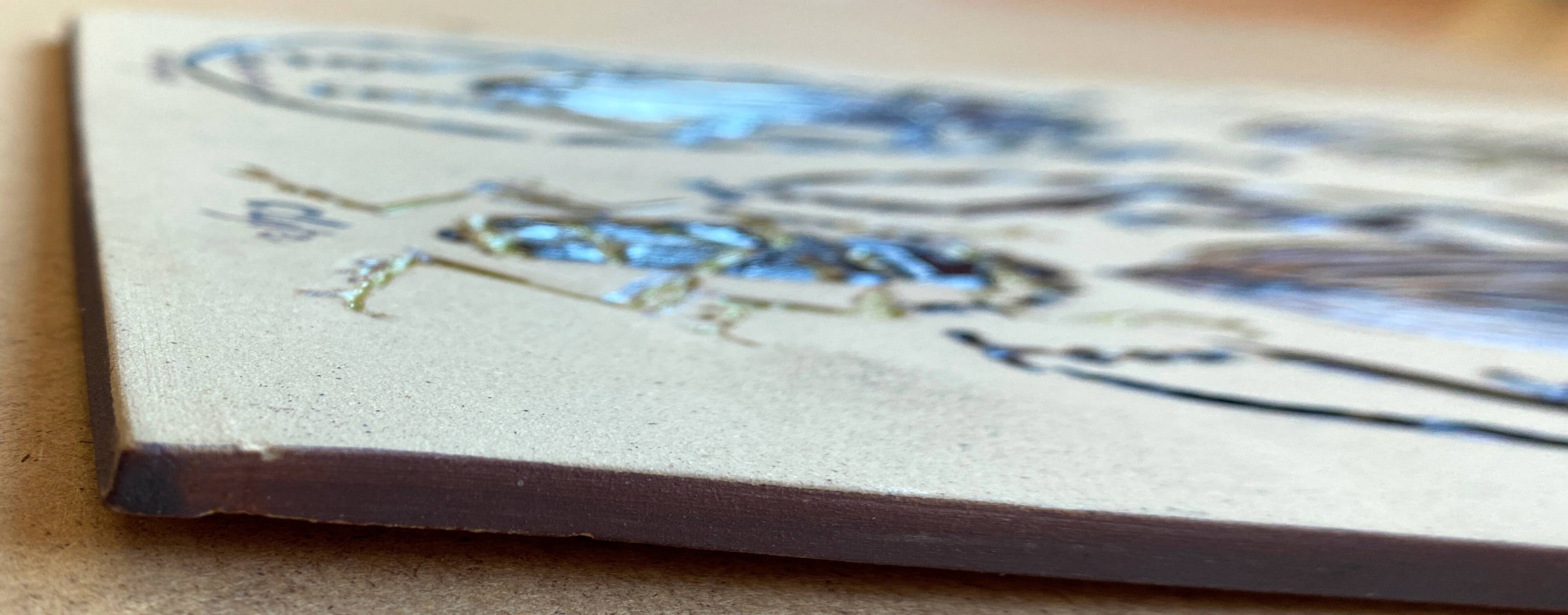 Bas relief painting / earth Beetle entomology A. Prudhomme Cabinet of curiosities