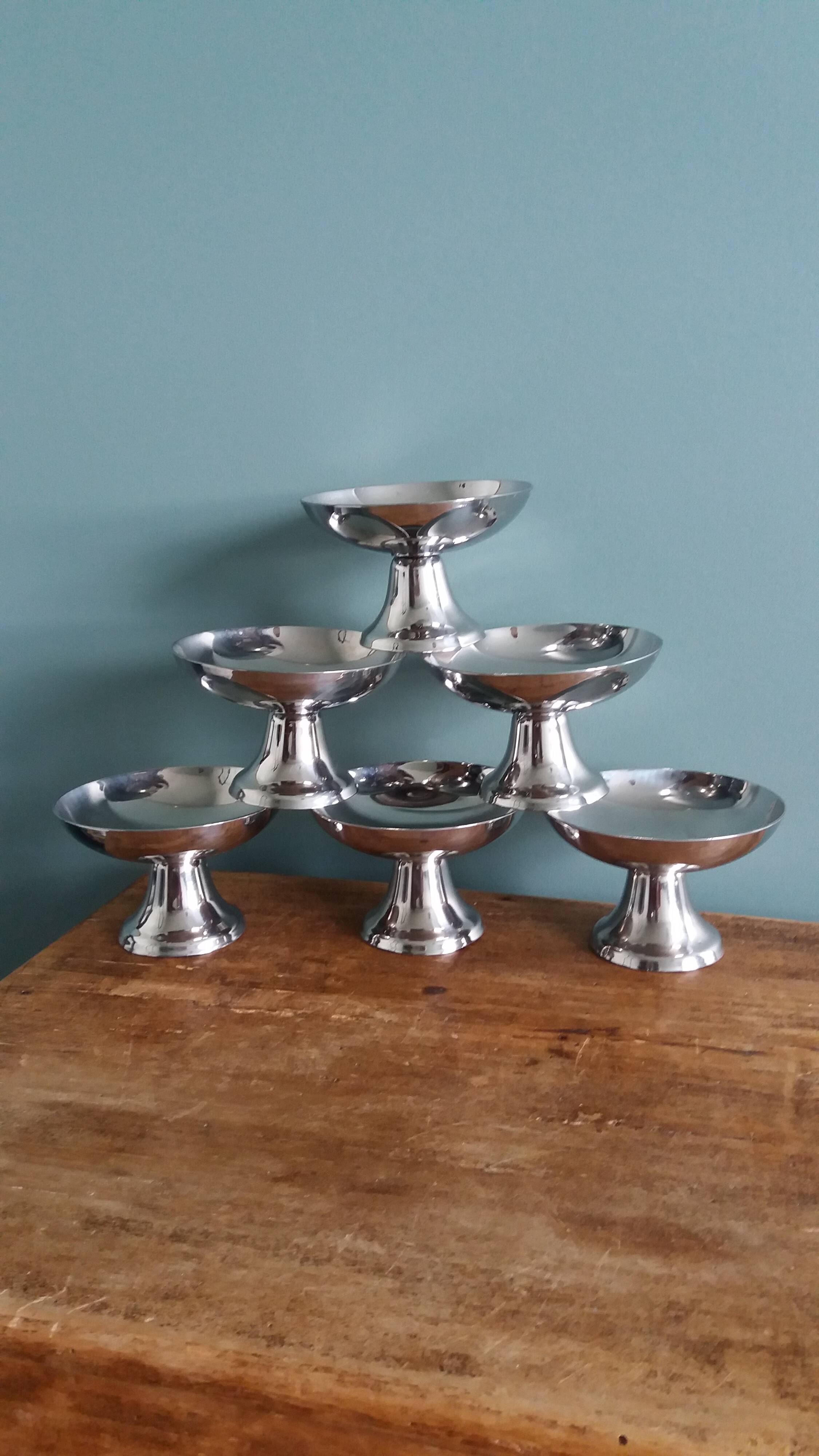 Guy Degrenne stainless steel ice cream cups