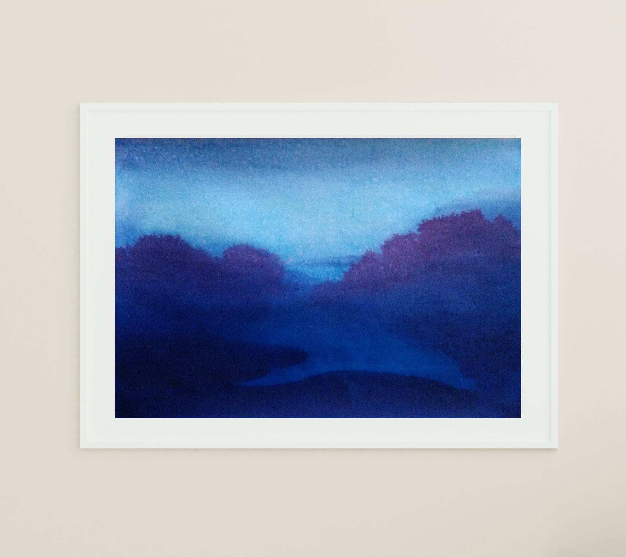 Blue landscape in ink Between dog and wolf 10