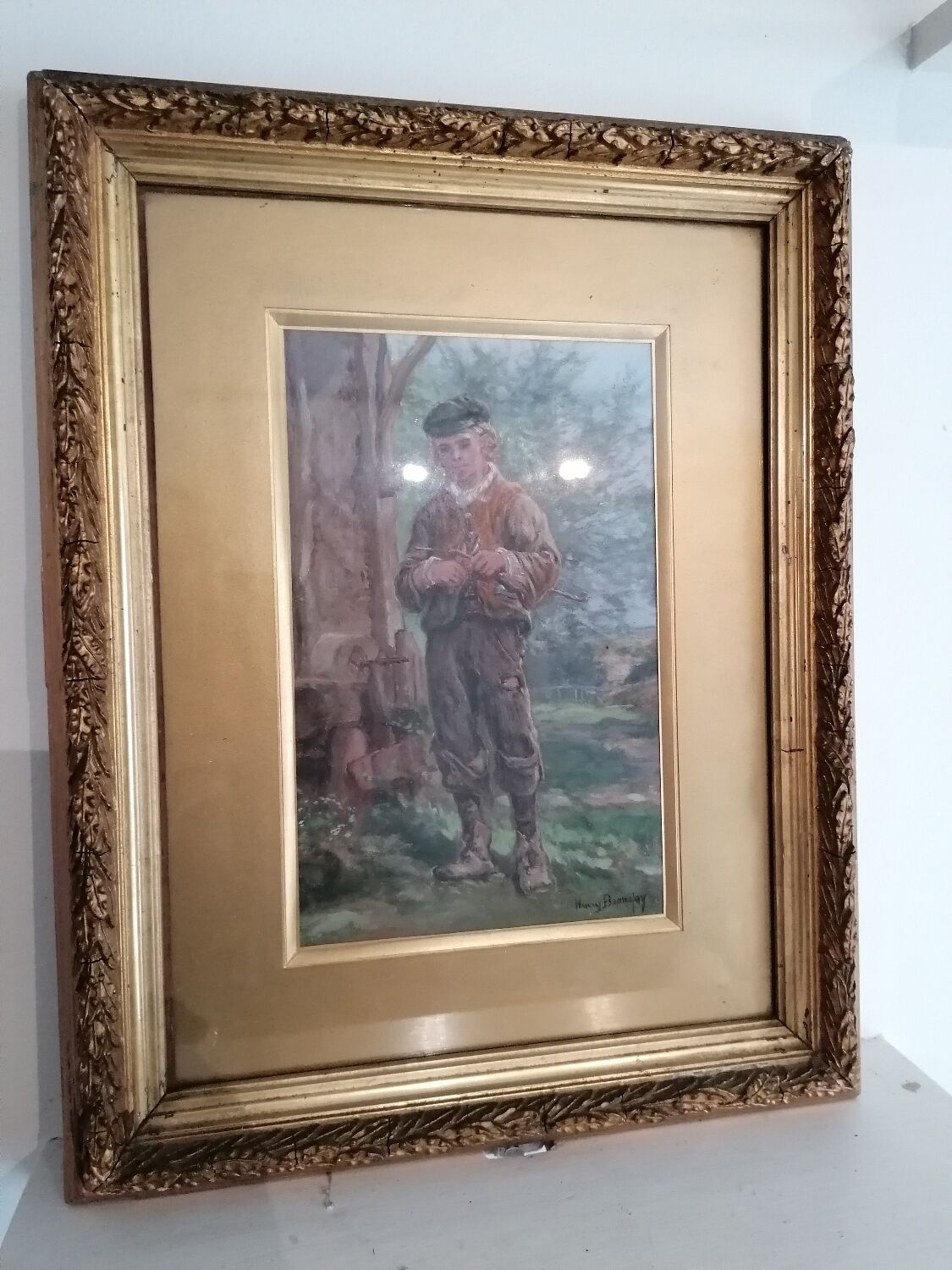 Painting of a young boy in the countryside
