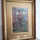 Painting of a young boy in the countryside