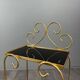 Pair of vintage side tables in gilt metal, with glazed ceramic tops