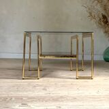 Vintage gold metal and smoked glass coffee table