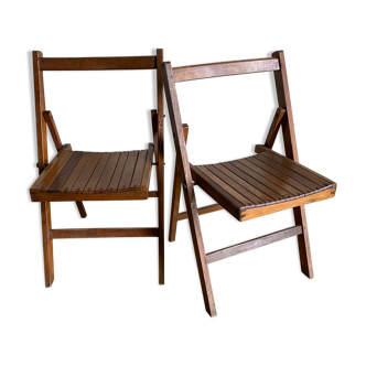 Duo de chaises pliantes bois