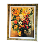Oil on canvas: still life with flowers