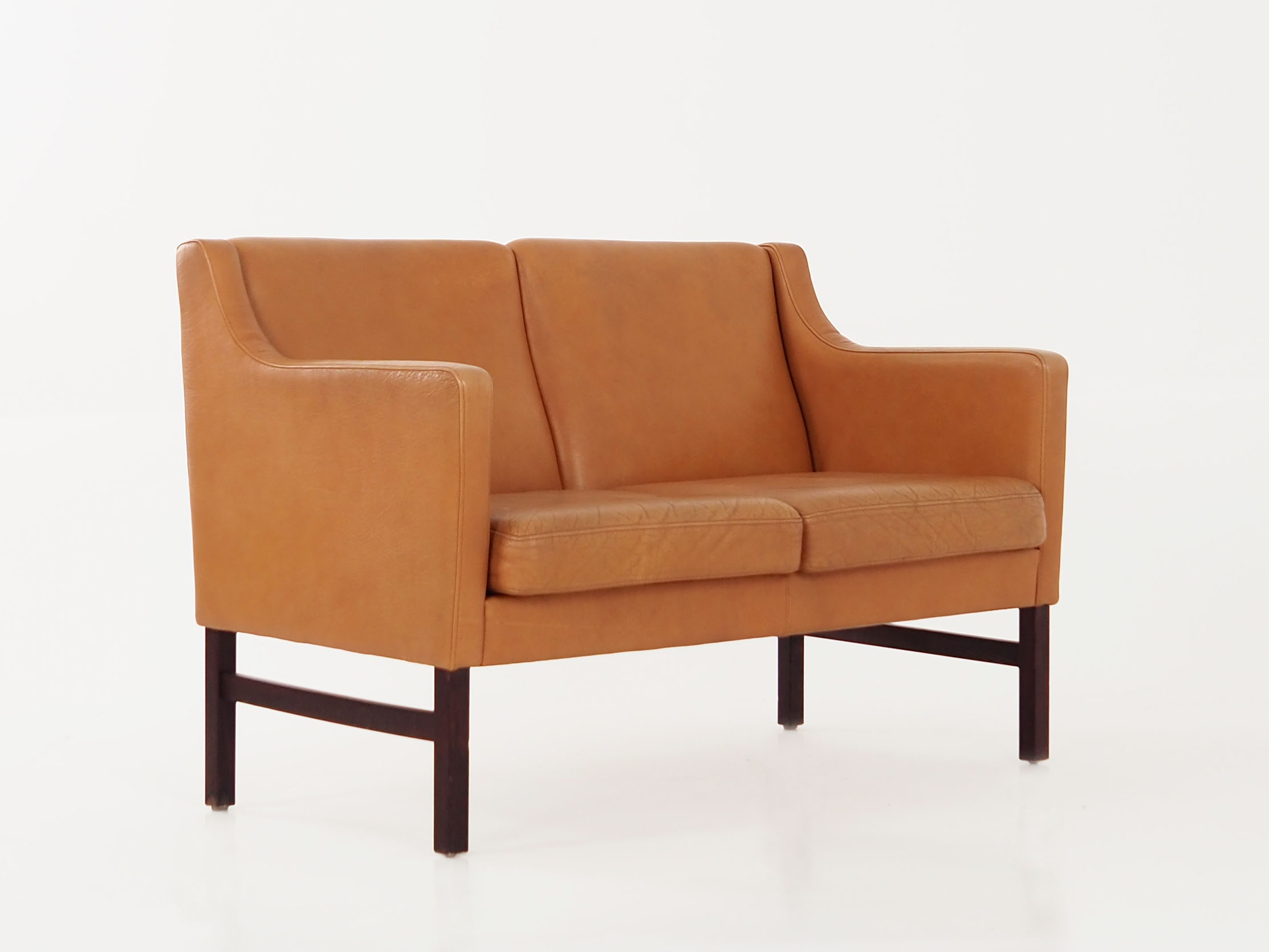 Leather two-seater sofa, 70s Scandinavian design