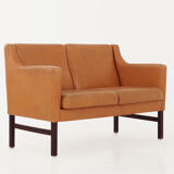 Leather two-seater sofa, 70s Scandinavian design