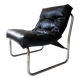 Vintage Gillis Lundgren armchair, black leather and chrome, Sweden 1970s