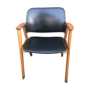 Fauteuil skaï noir par