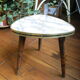 Small tripod table compass feet in formica marbled effect and brass strapping Vintage 50s 60s